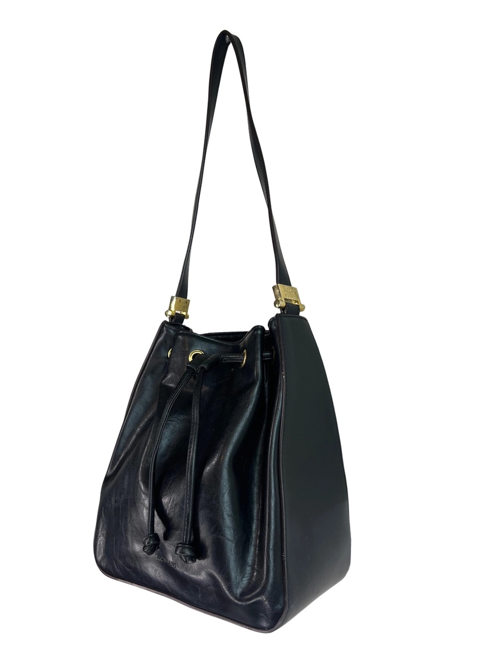 90s Mondani Black Bucket Shoulder Bag With Drawstring Closure - Picture 3 of 13